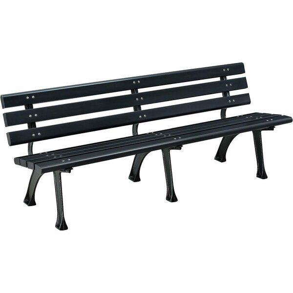 Global Industrial 6ft Park Bench w/ Backrest, Black 240126BK